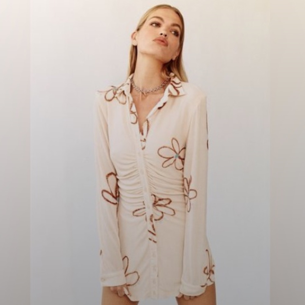 With Jean Andy Dress in Chalk and Flowers